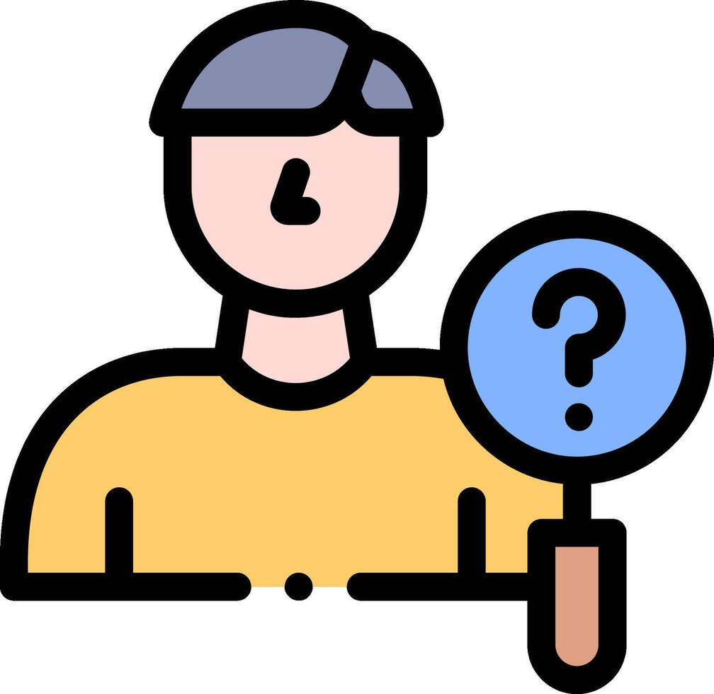 A man holding a magnifying glass and a question mark vector