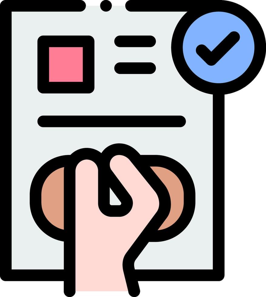 A hand holding a document with a check mark vector