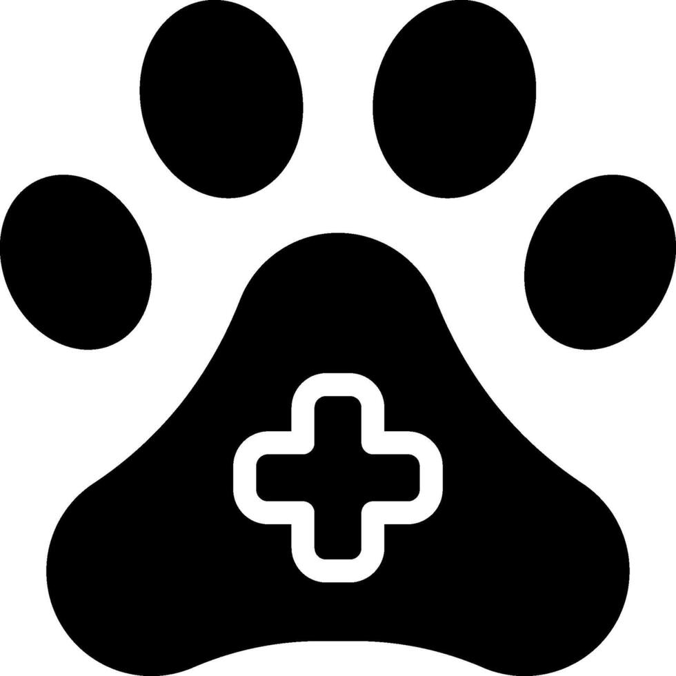 A black and white paw with a cross on it vector