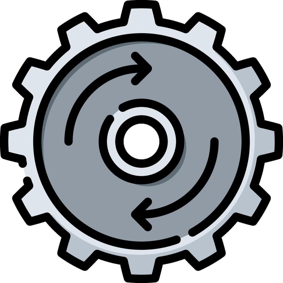 A gear wheel with arrows pointing in different directions vector