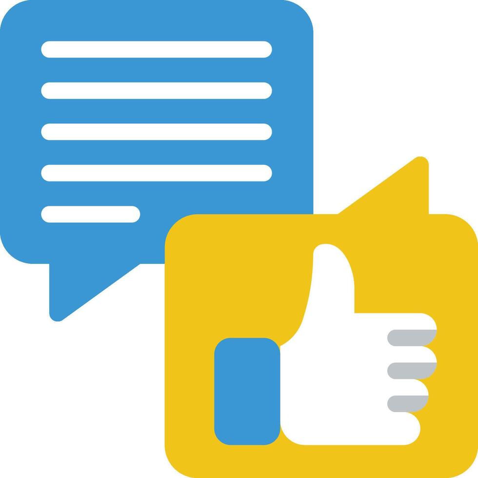 The icon of a thumbs up and a speech bubble vector