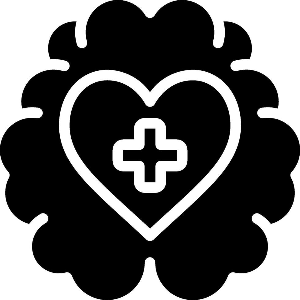 A black and white image of a heart with a cross vector