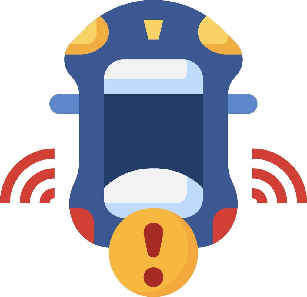 A car with a warning sign on it vector