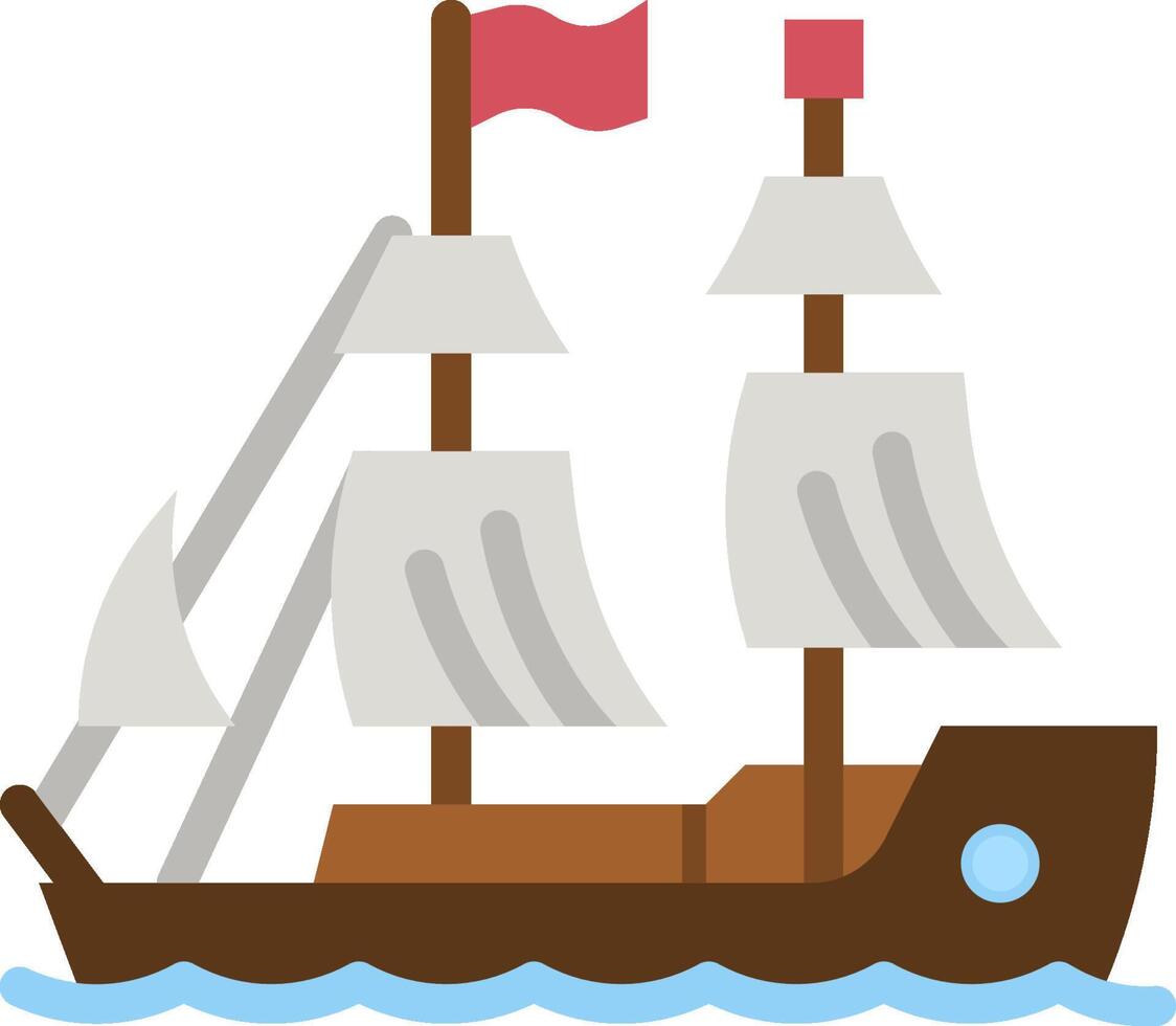 A cartoon ship with sails and flags vector