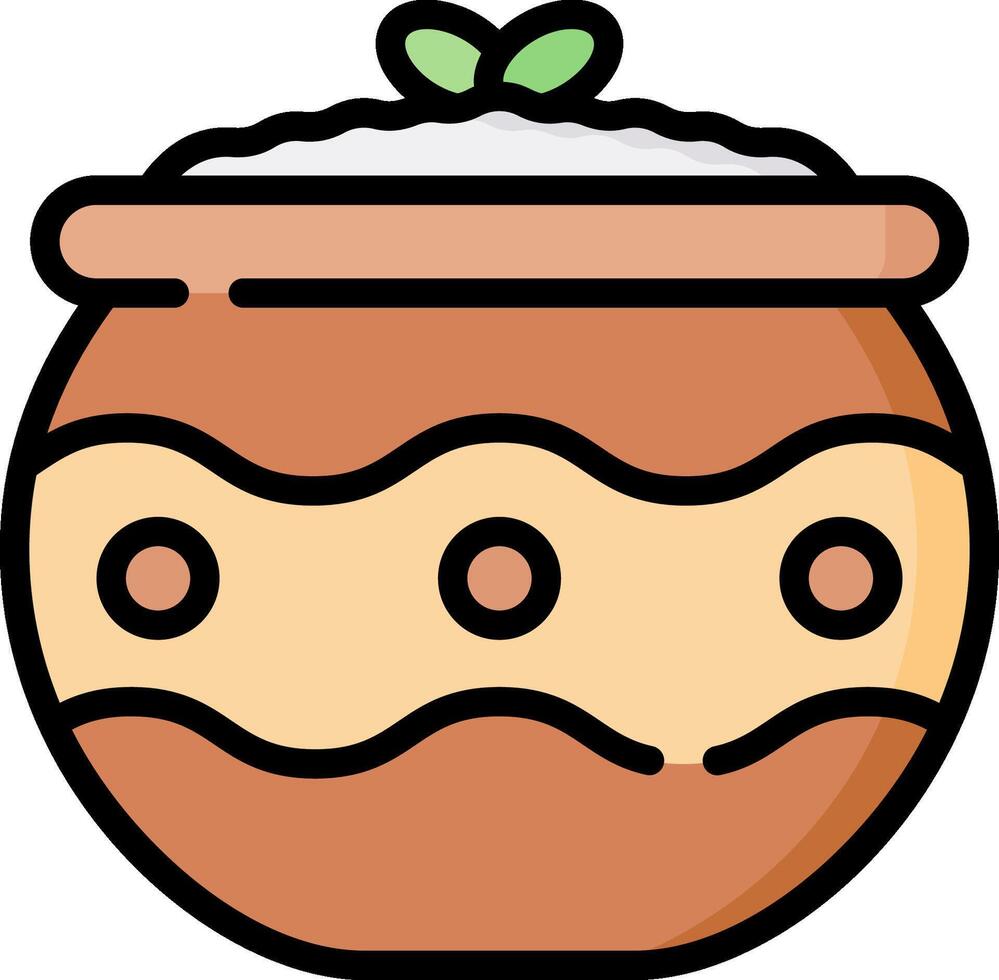 A brown pot with a green leaf on top vector