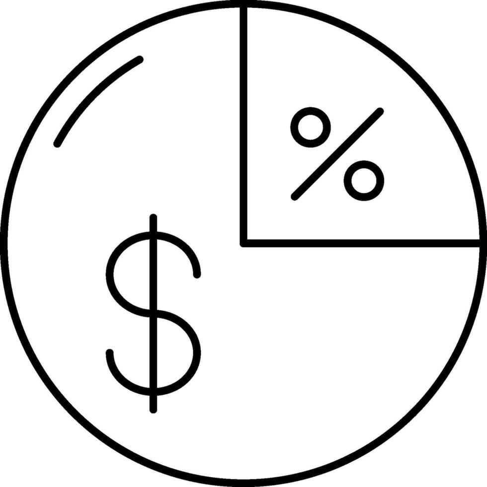 A circle with a dollar sign and a percentage sign vector