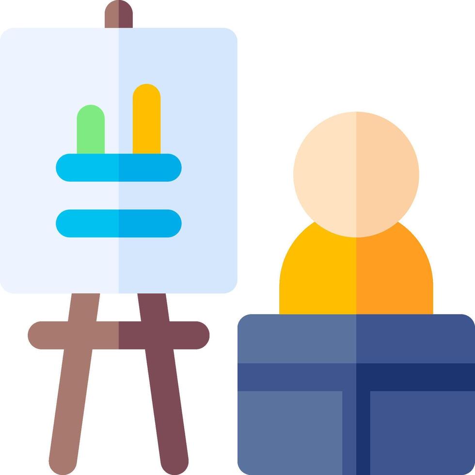 A person sitting in front of a whiteboard with a chart on it vector