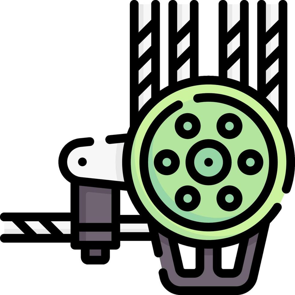 A green and black machine with a wheel on it vector