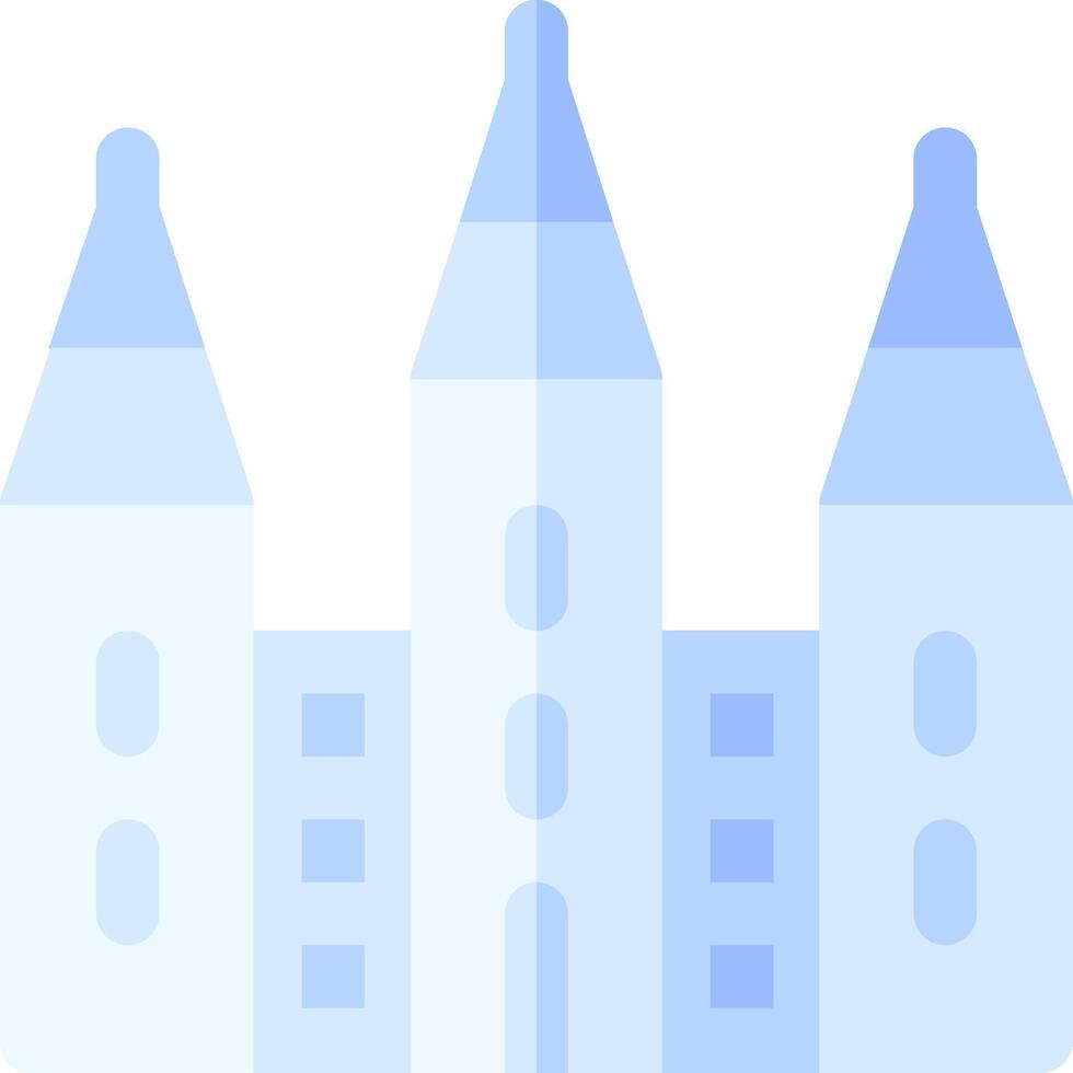 A blue and white castle with three towers vector