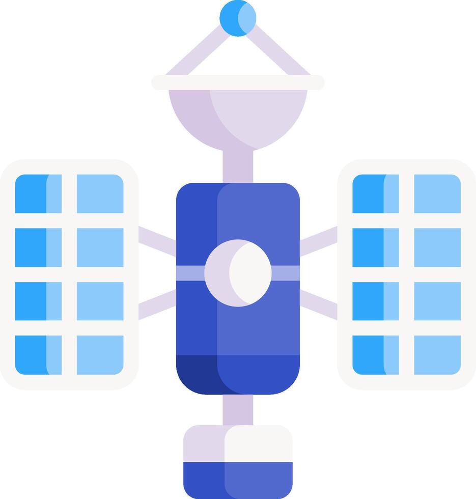 A satellite with two solar panels on it vector