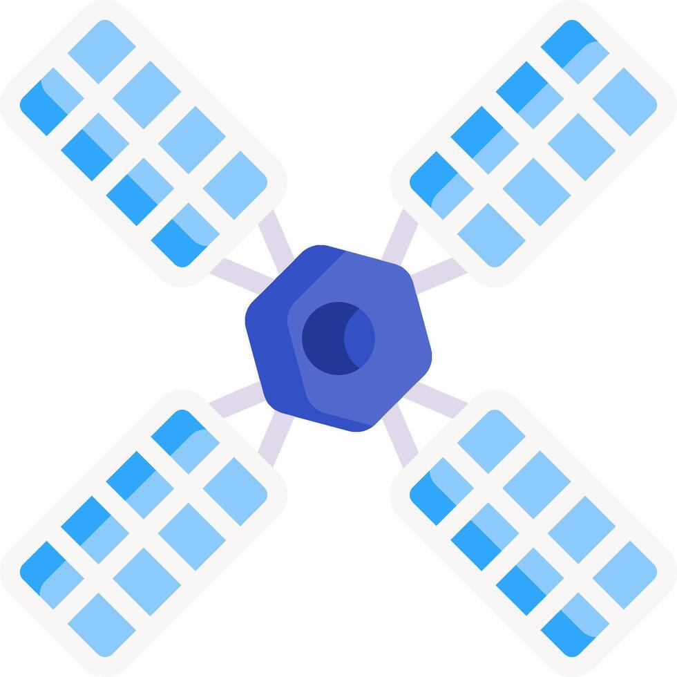 A satellite with four blue and white squares vector