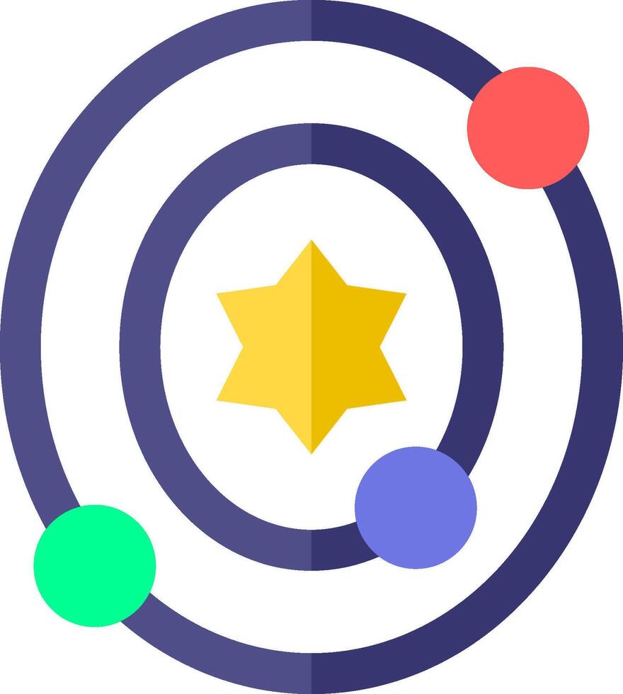 A star and four colored circles in a circle vector