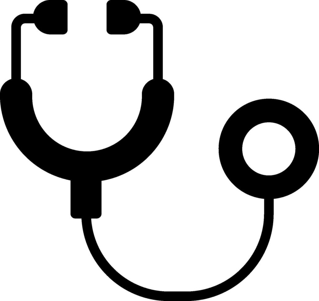 A black and white medical stethoscope icon vector