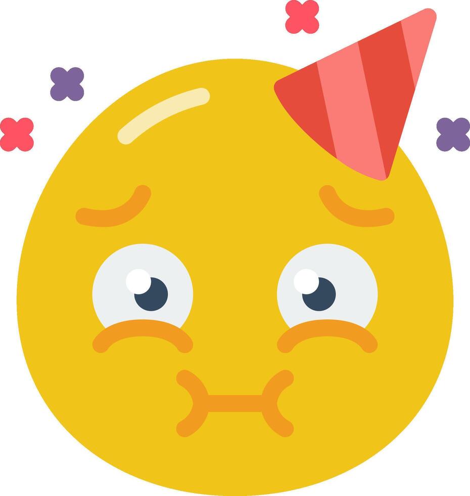 A yellow emoticion with a party hat on vector