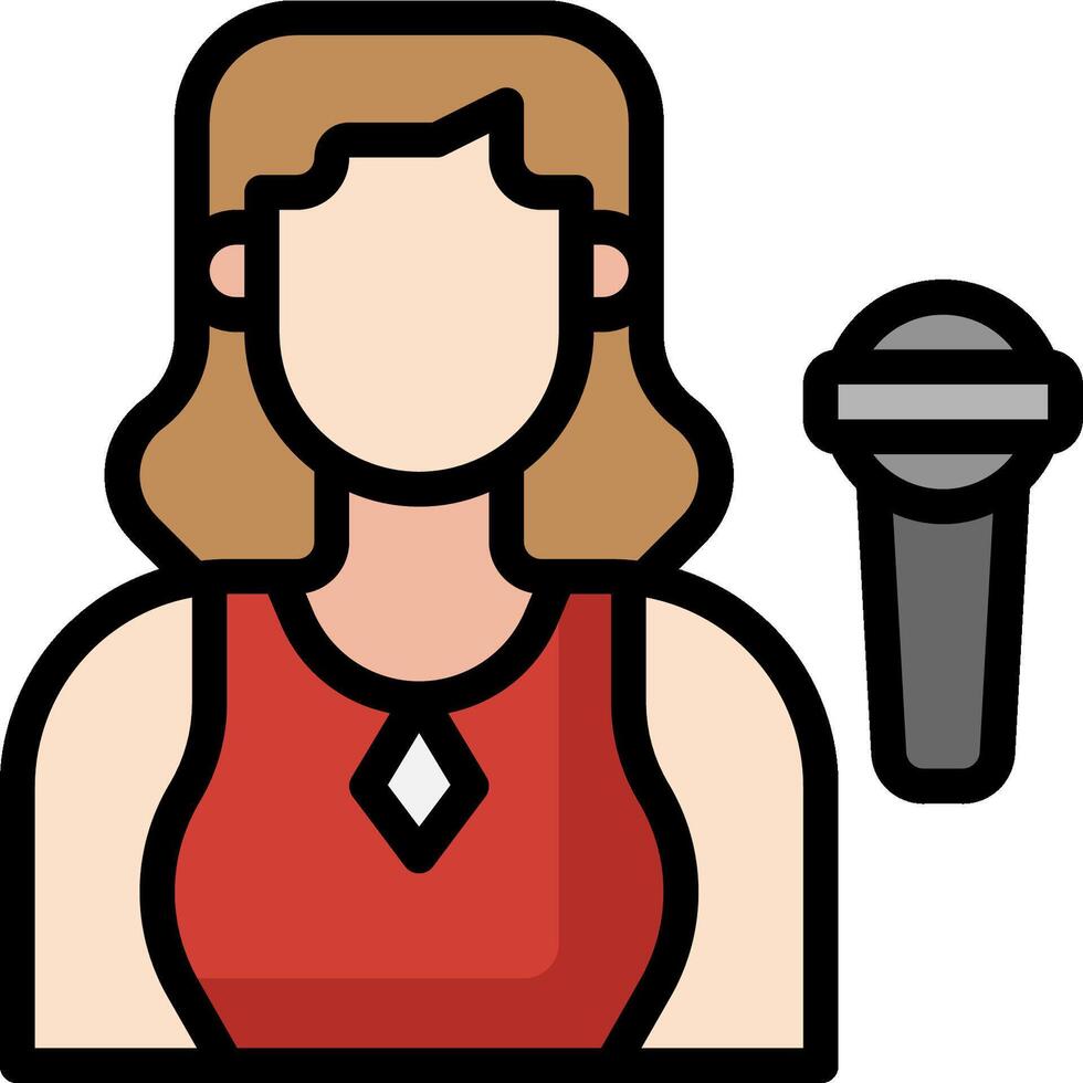 A woman with a microphone and a microphone icon vector