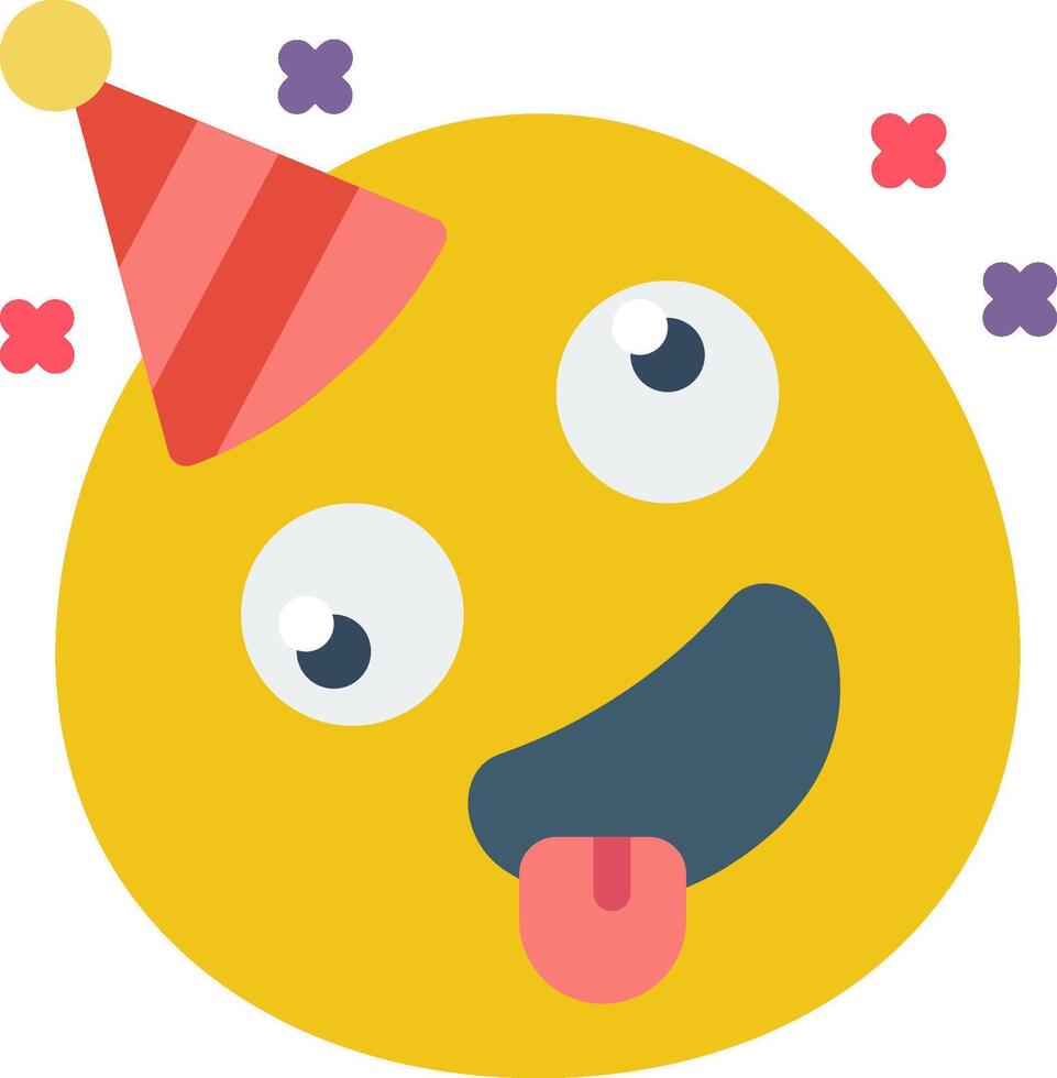A yellow emoticion with a party hat on vector