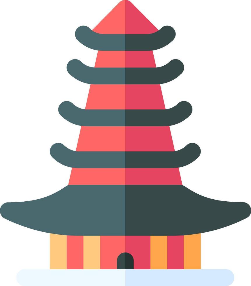 A pagoda with a roof and a red roof vector