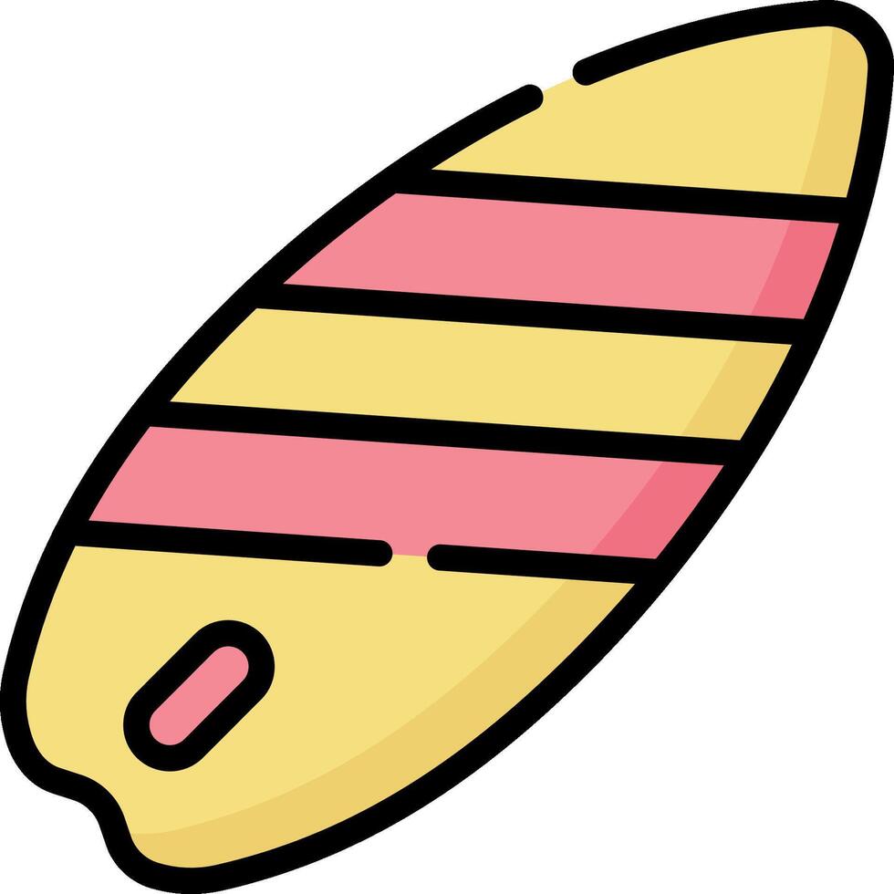A cartoon surfboard with pink and yellow stripes vector