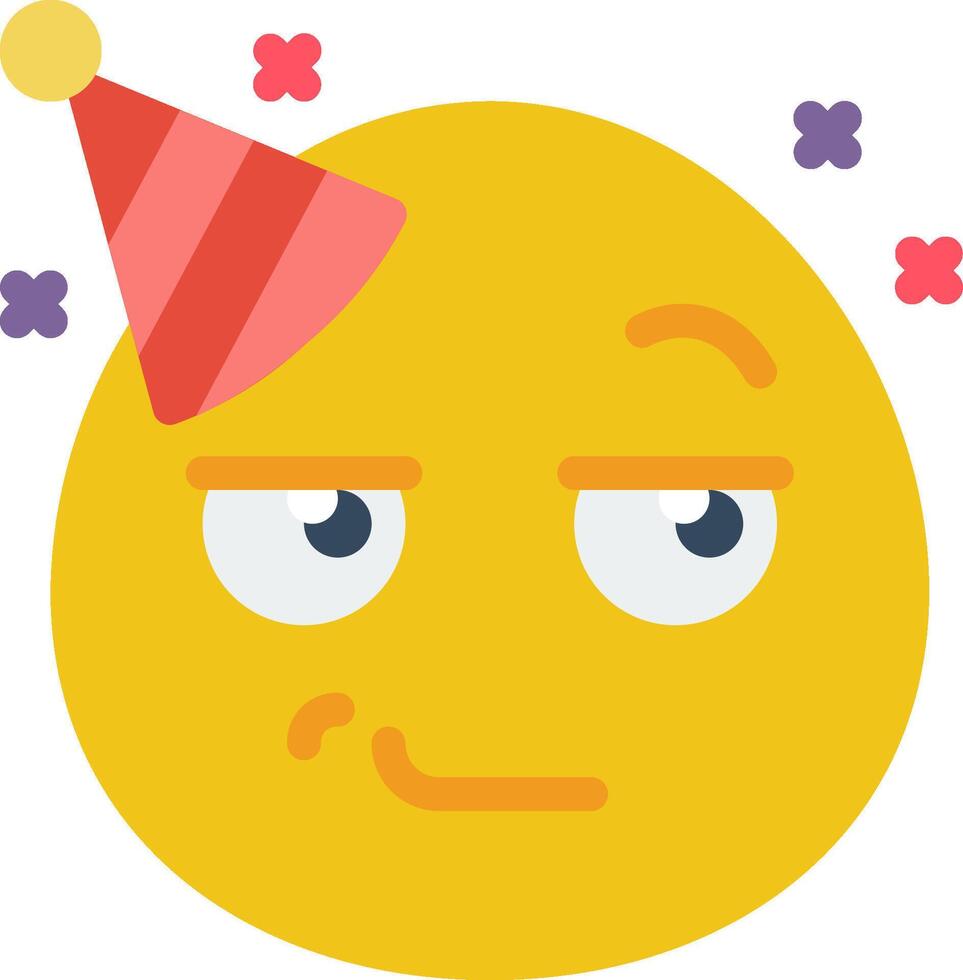 A yellow emoticion with a party hat on vector