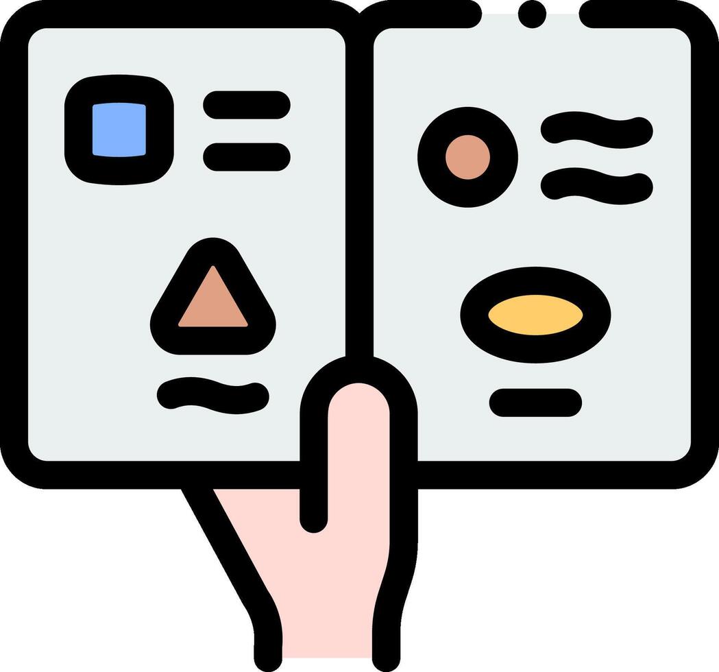 A hand holding a book with a face on it vector