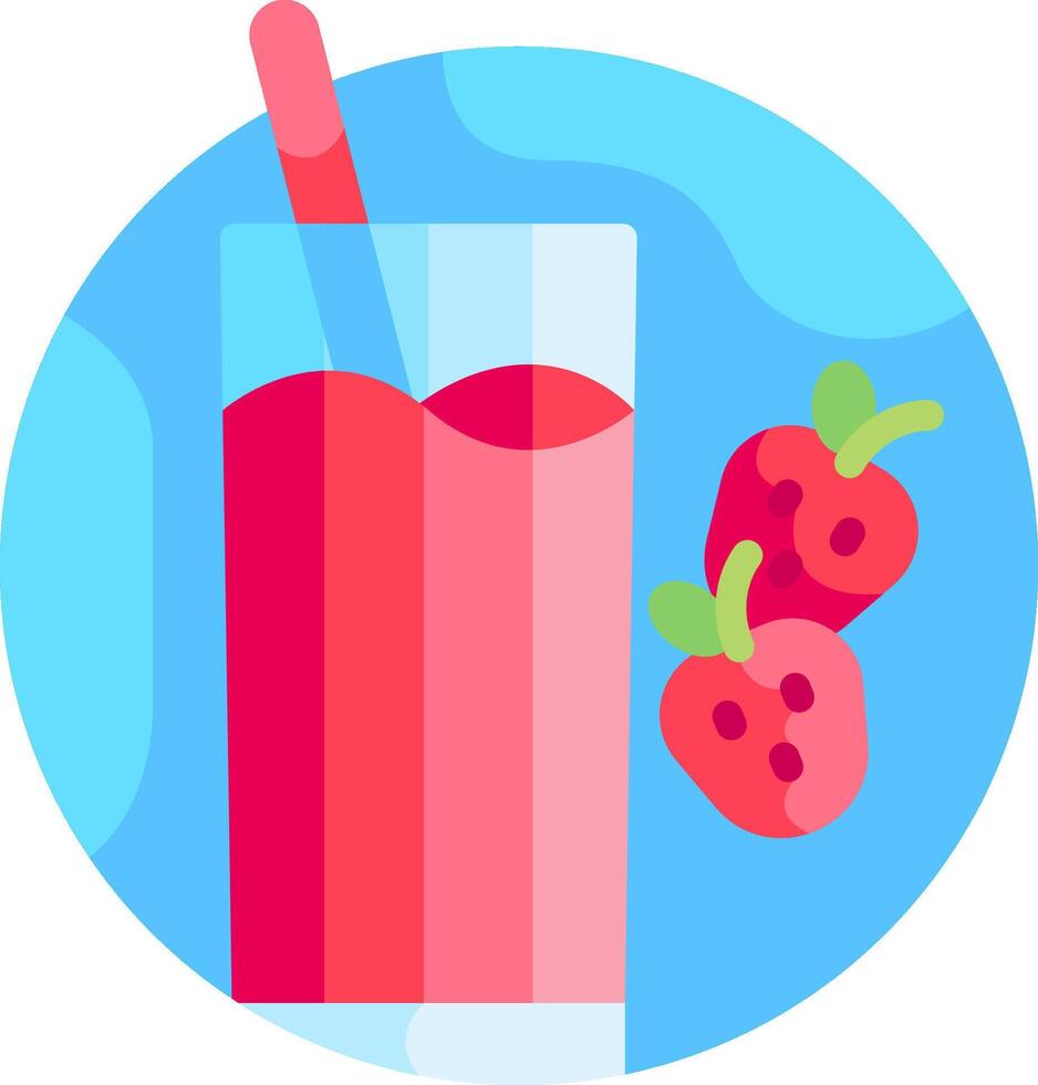 A strawberry drink with a straw and a strawberry vector