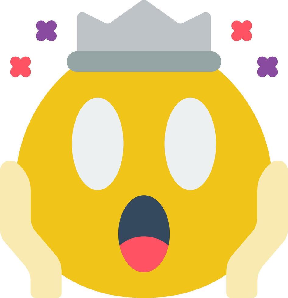 A yellow emoticion with a crown on its head vector