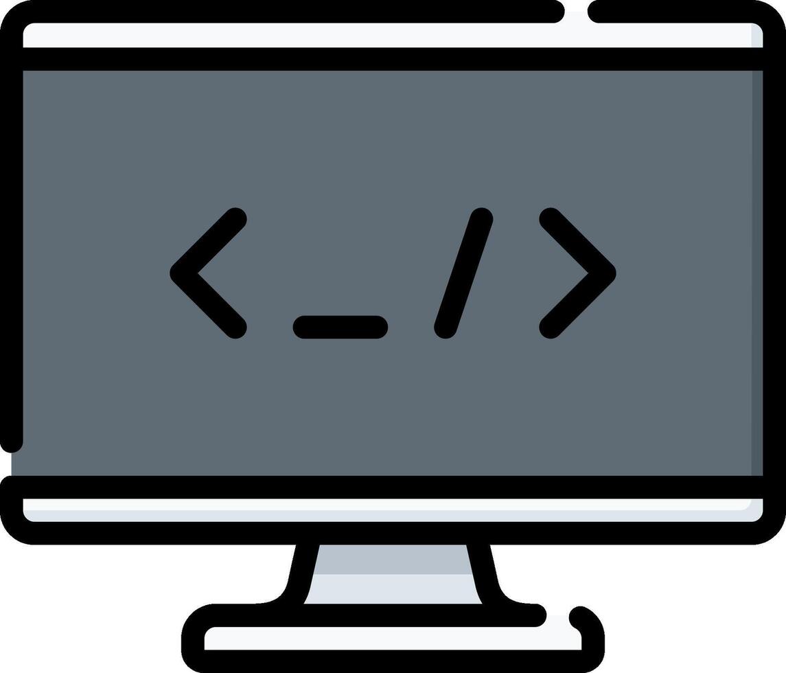 A computer monitor with code written on it vector