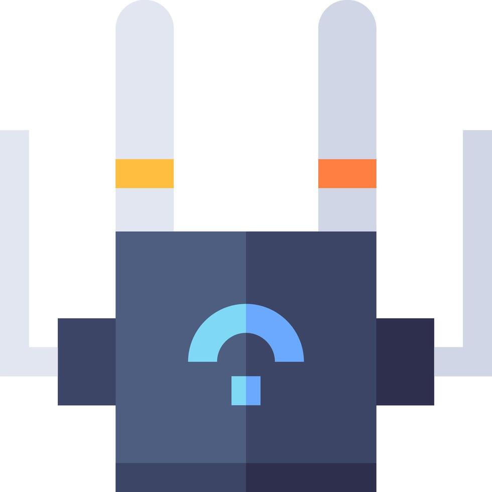 A flat icon of a router with two antennas vector