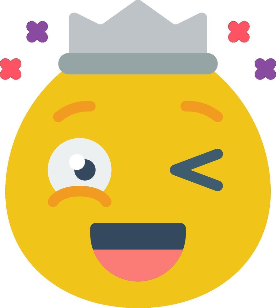 A yellow emoticion with a crown on its head vector