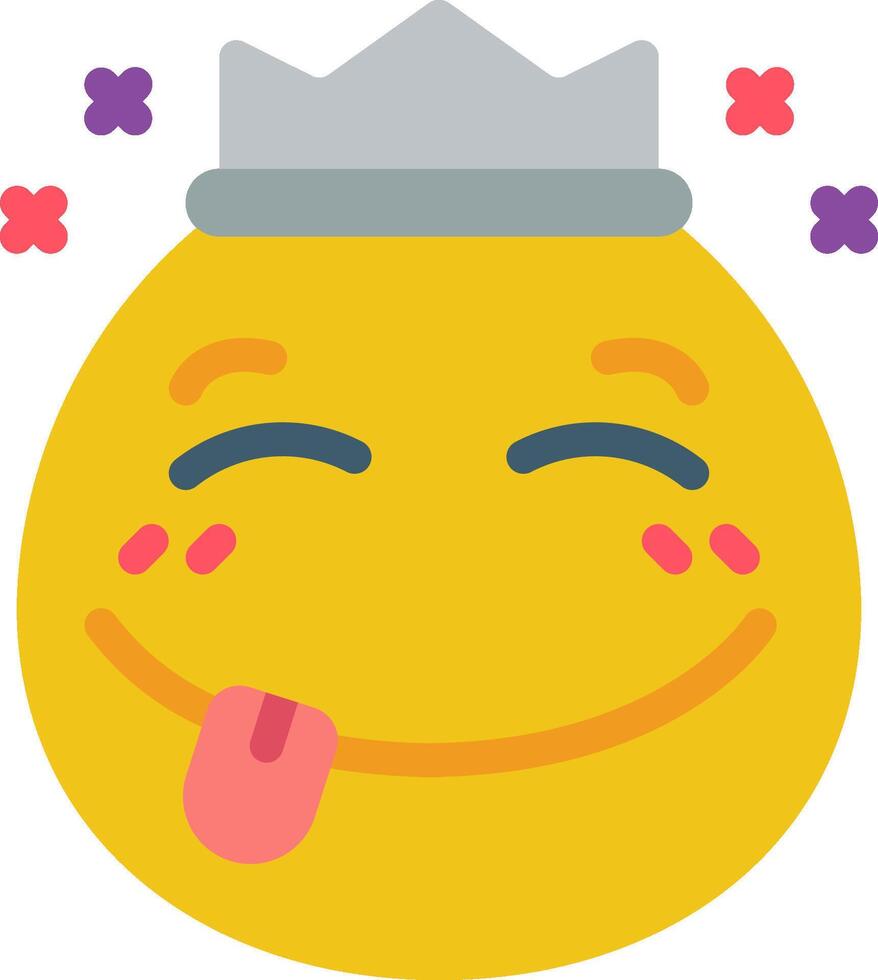 A yellow smiley face with a crown on its head vector