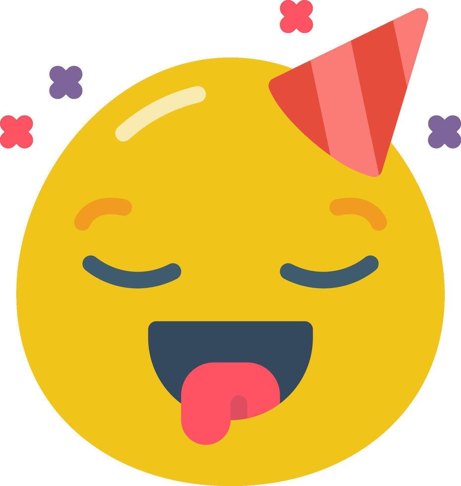 A yellow emoticion with a party hat on vector