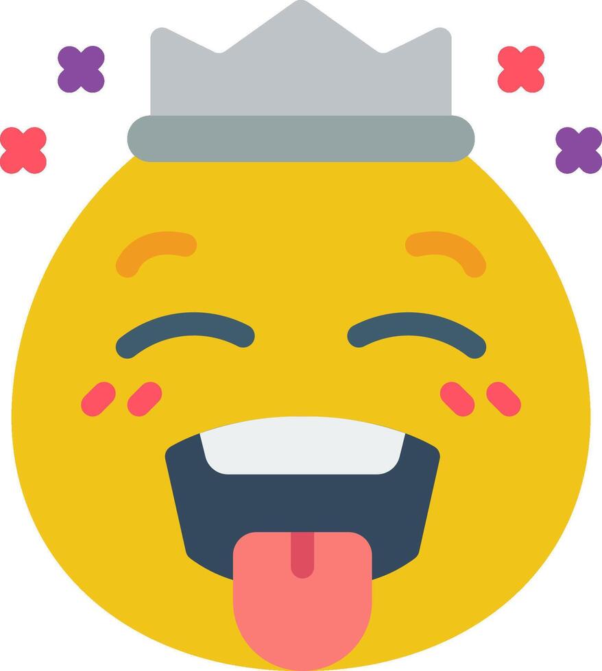 A yellow emoticion with a crown on its head vector