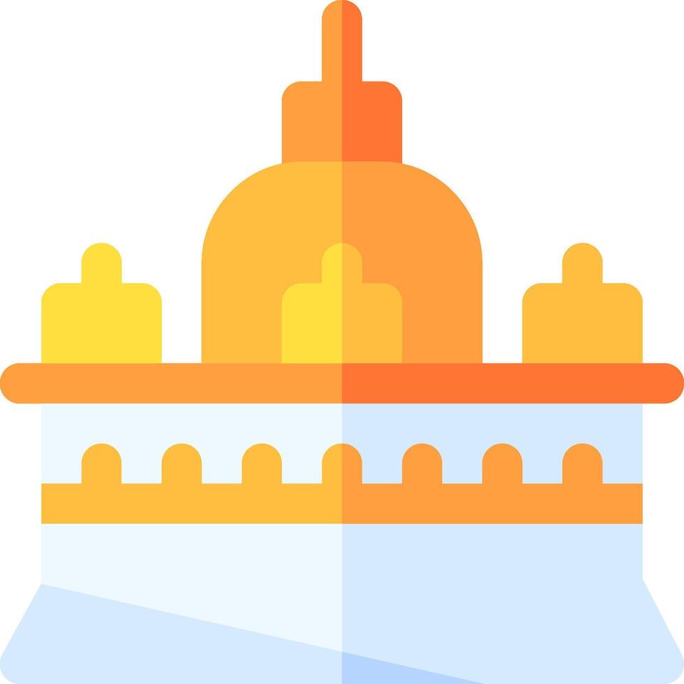 A golden temple with a dome on top vector