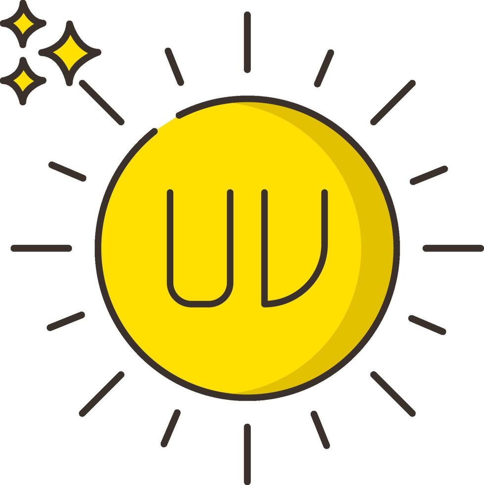 The sun is surrounded by stars and the word u vector
