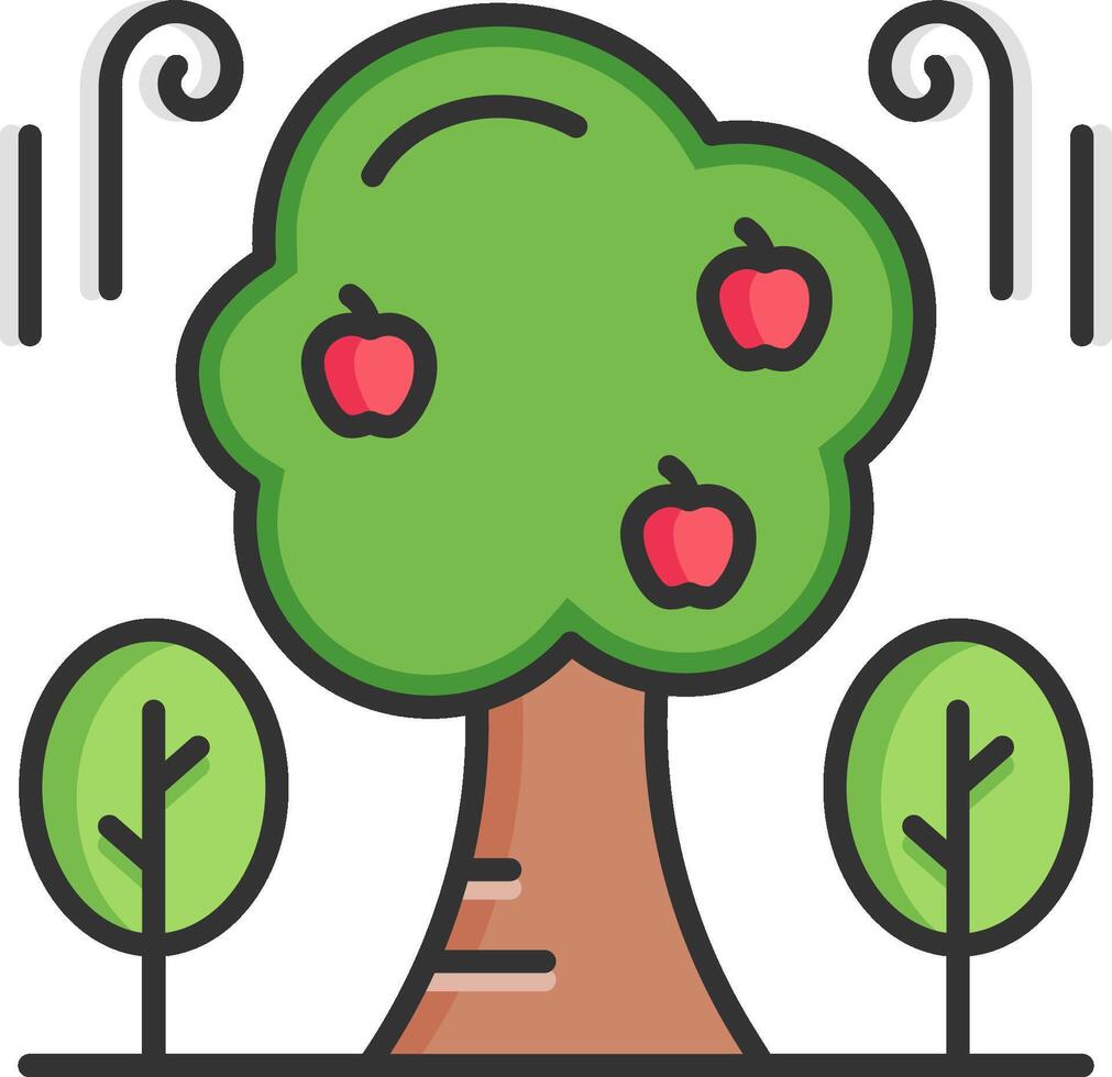 An apple tree with two apples on it vector
