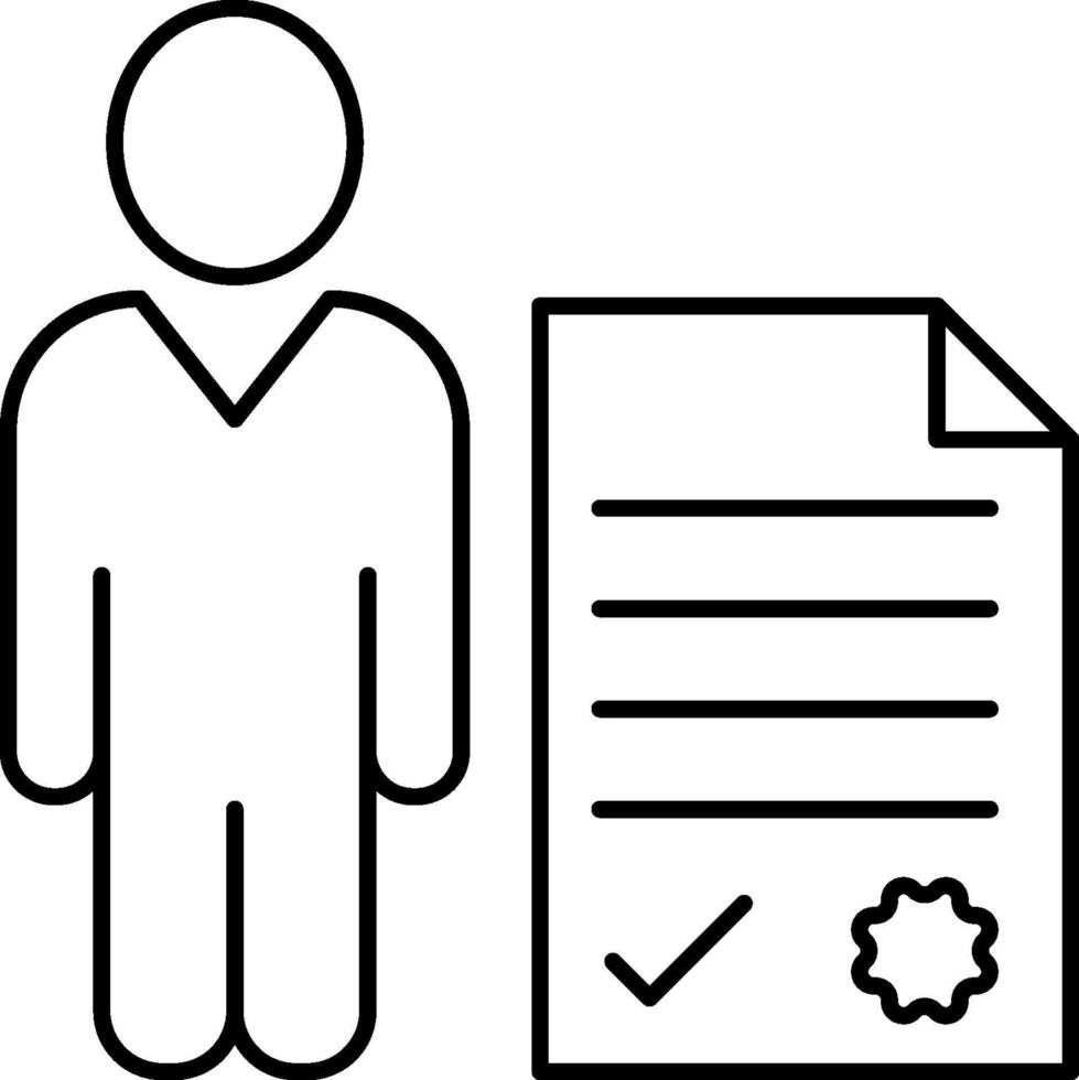A person is standing next to a document and a check vector