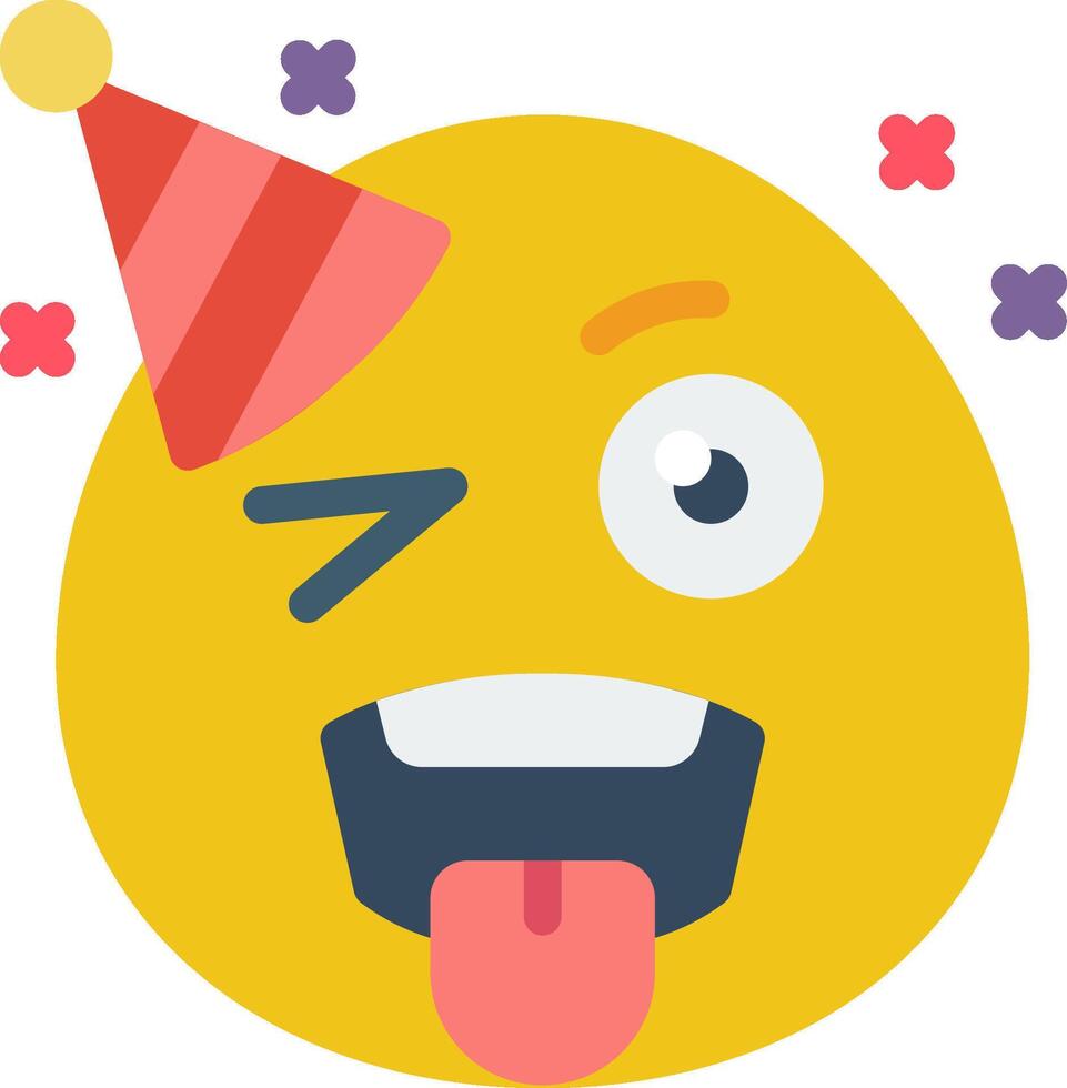 A yellow emoticion with a party hat on vector