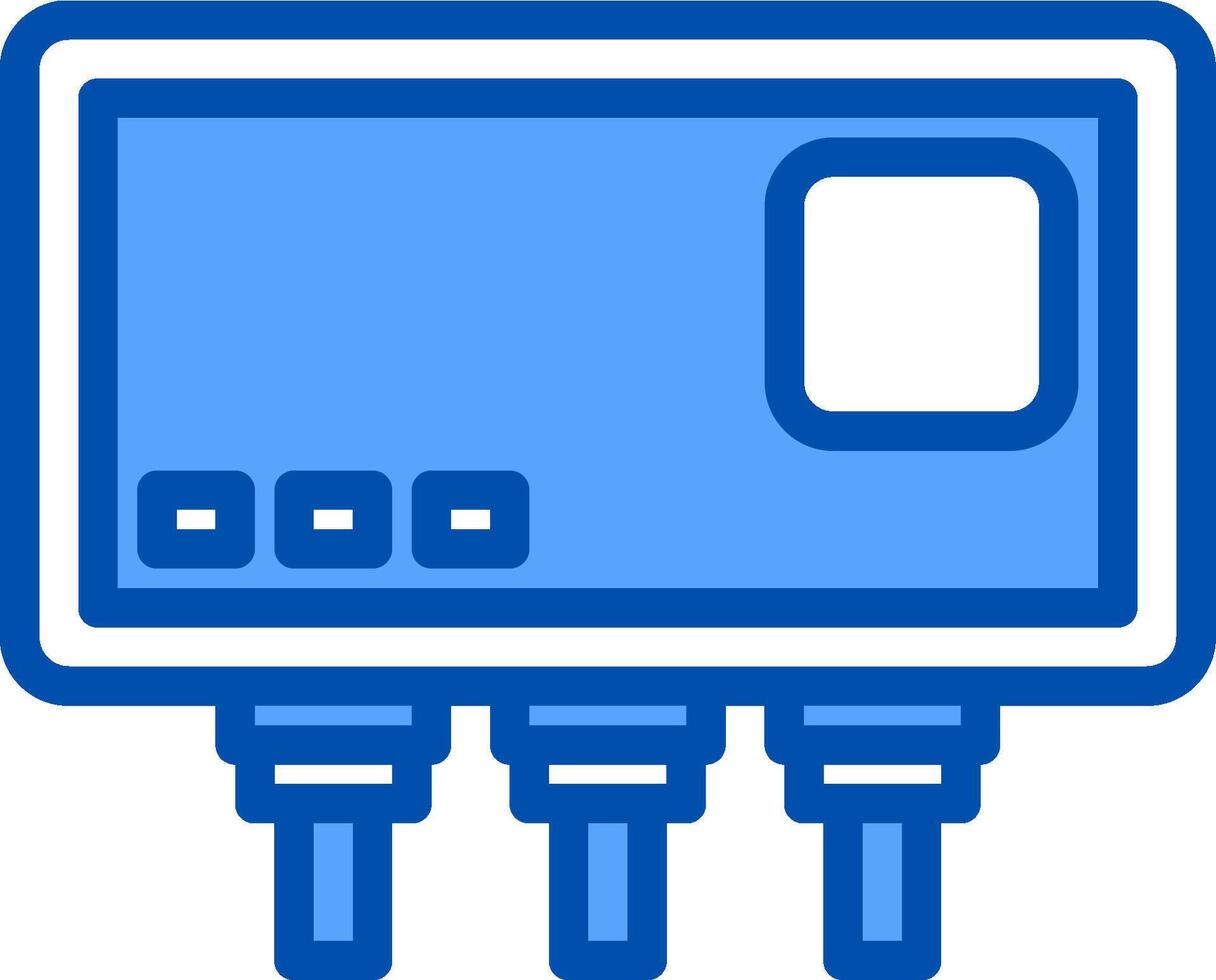 A blue and white device with three valves vector