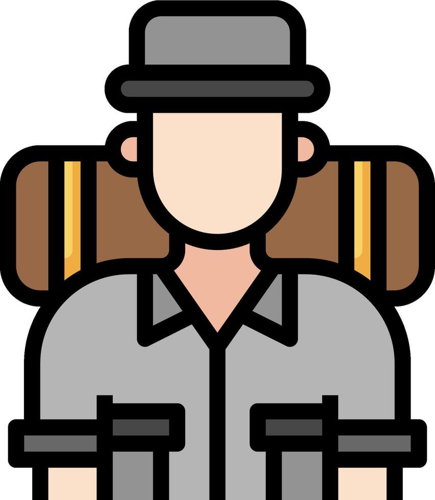A man with a backpack and hat vector