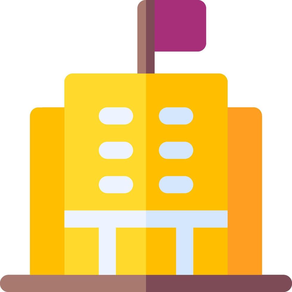 A yellow building with a flag on top vector