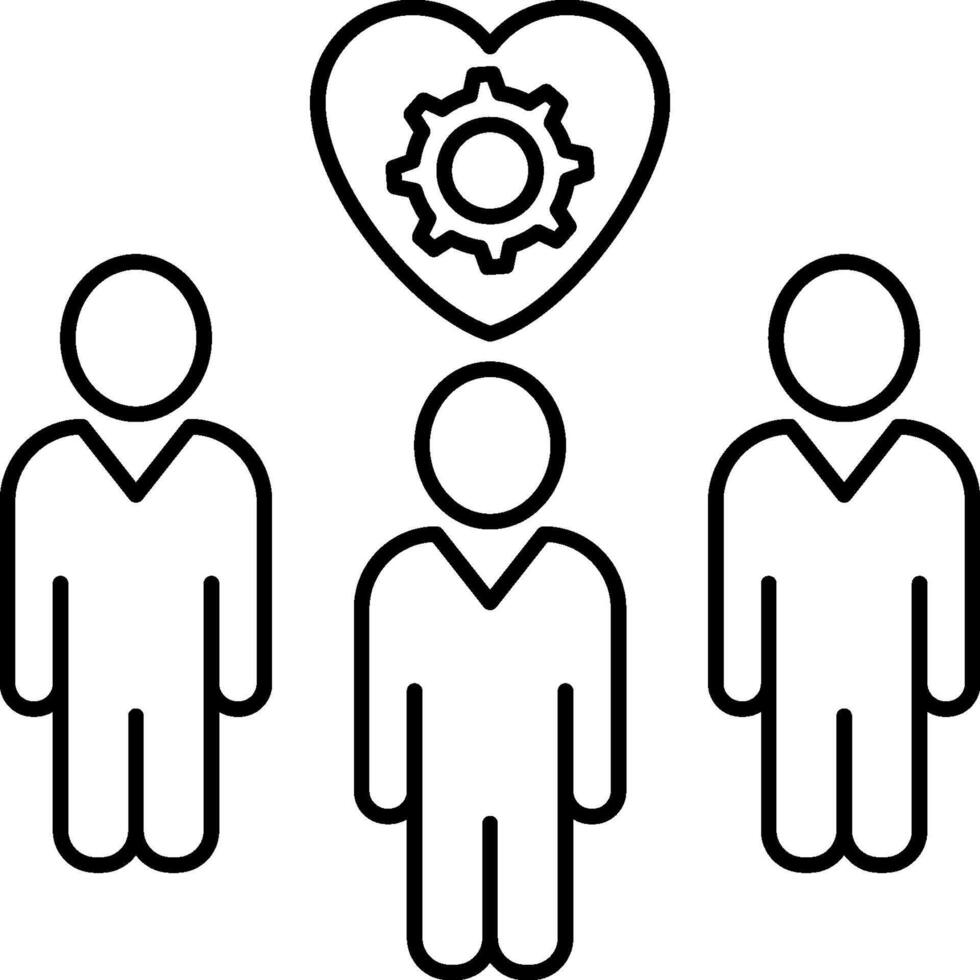 People with gears and heart icon vector