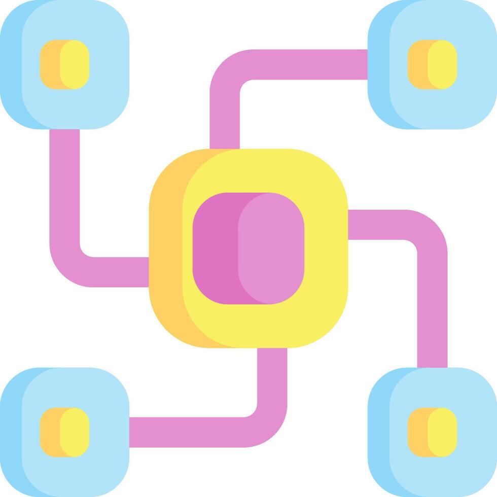 A colorful network icon with four squares vector