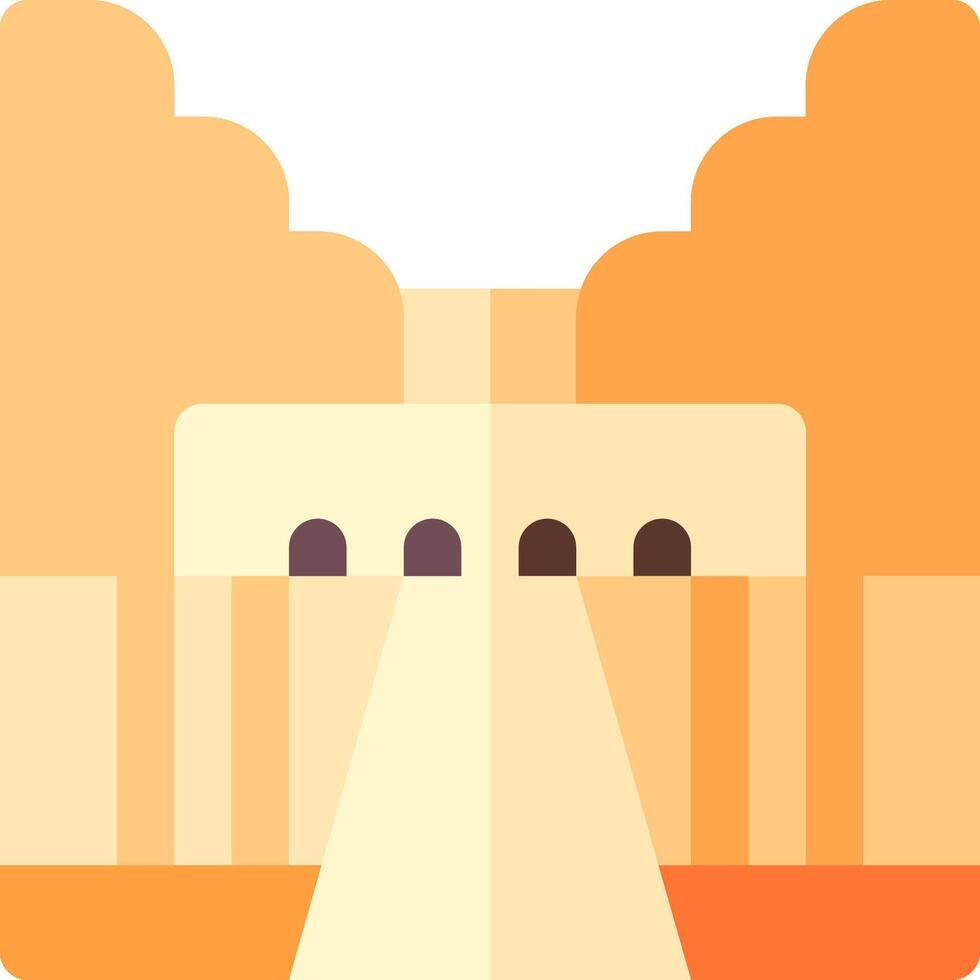 An orange and white icon of a building vector