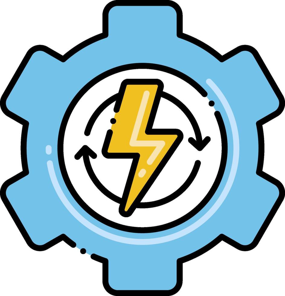 A gearwheel with a lightning bolt on it vector