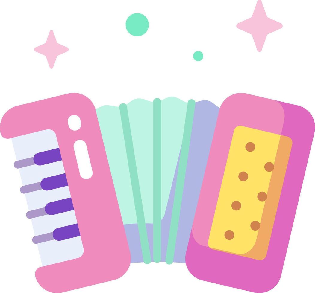 A pink accordion with a keyboard and a microphone vector