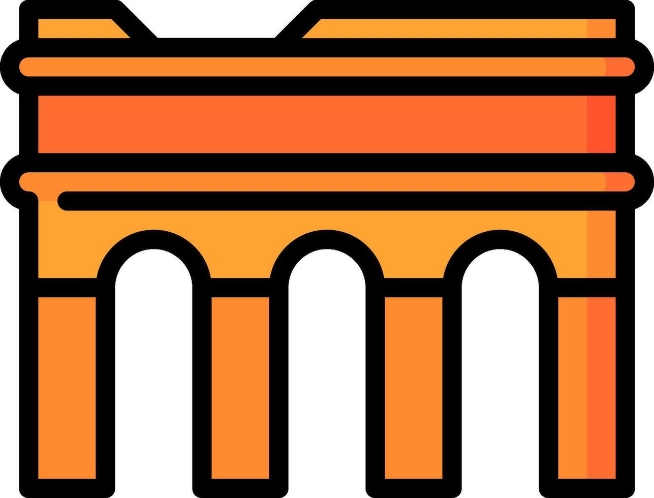 An orange building with columns and arches vector