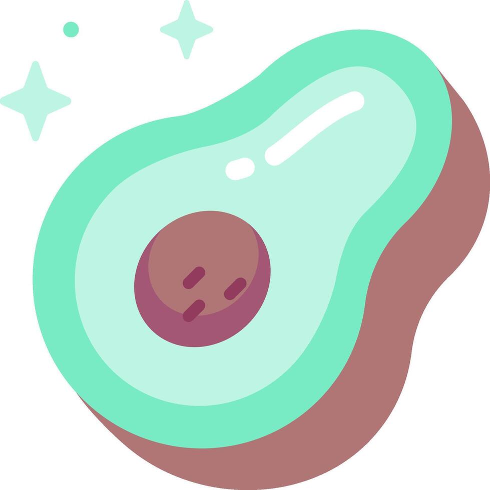 An avocado is shown in a flat style vector