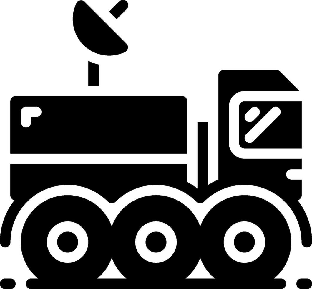 A black and white truck with a satellite dish on top vector