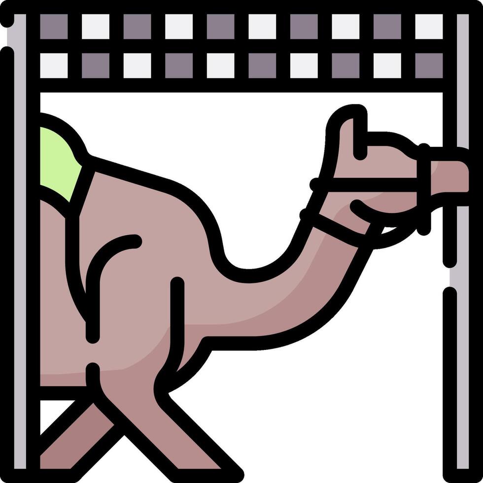 A camel is standing in front of a fence vector