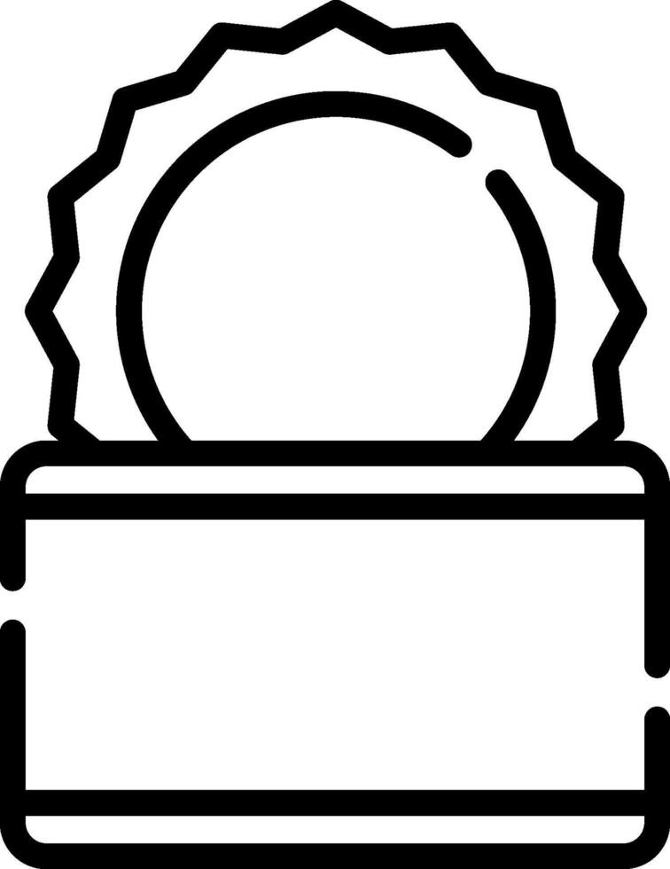 A black and white icon of a box with a ribbon vector